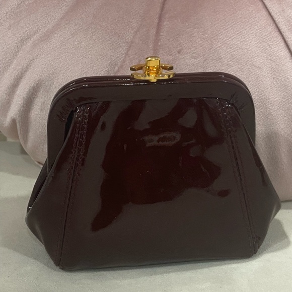 Rare🔥Chanel vintage burgundy 24k gold plated kisslock cc pouch - Picture 4 of 7